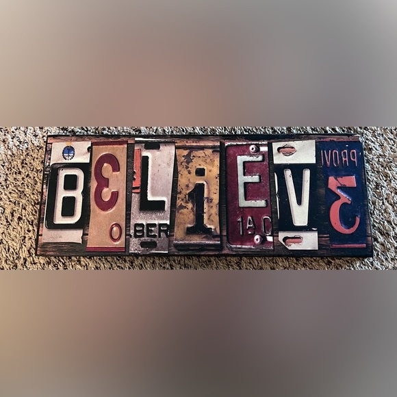 Eastown Creation Corporation Limited Other - Believe license plate wooden sign